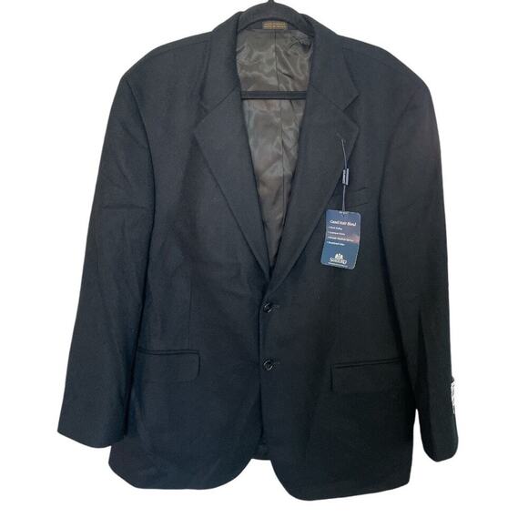 Stafford Men's Wool Camel Hair Blend Suit Jacket Coat Blazer Black 44 Regular - Picture 1 of 5